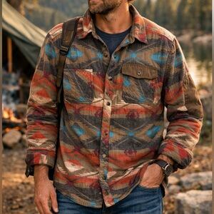 Legendary Whitetails Southwestern Aztec Jacquard Shirt Jacket Mens Large